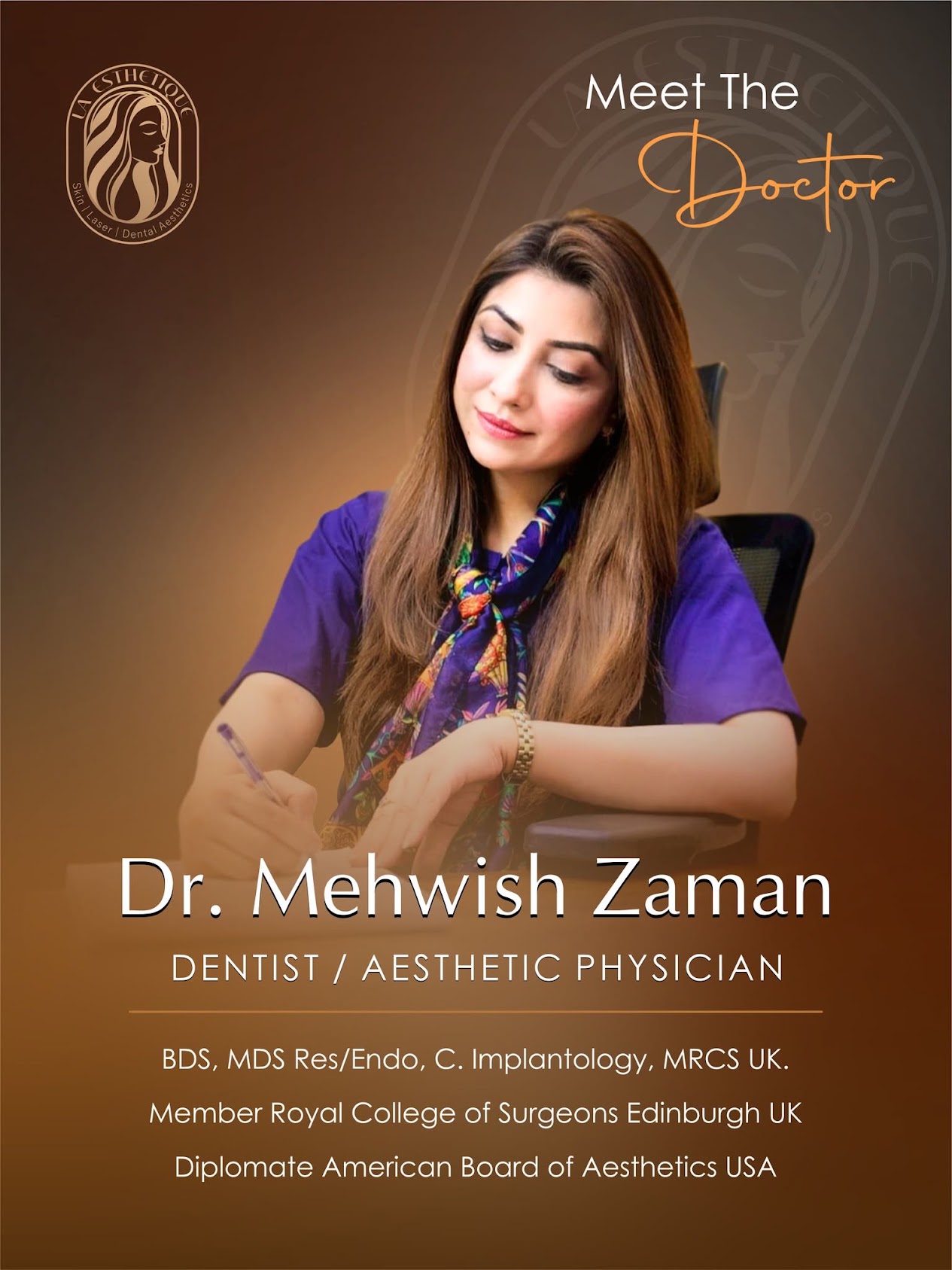 Dr. Mehwish Zaman, dentist and aesthetic physician at La Esthetique