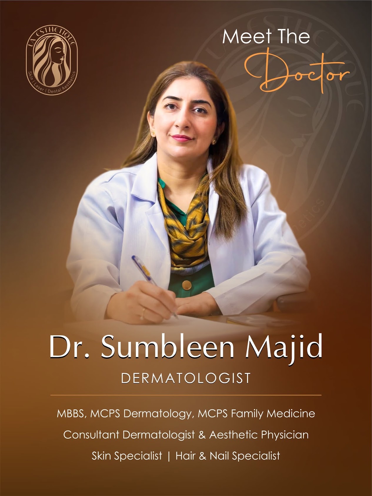 Dr. Sumbleen Majid, dermatologist at La Esthetique, Islamabad